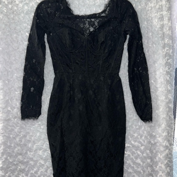 BCBG MaxAzria Black Lace Arlena Mini Dress Size 0 - Picture 4 of 8